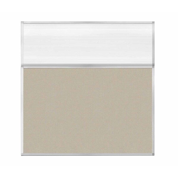 Hush Panel Configurable Cubicle Partition 6' x 6' W/ Window Sand Fabric Clear Fluted Window